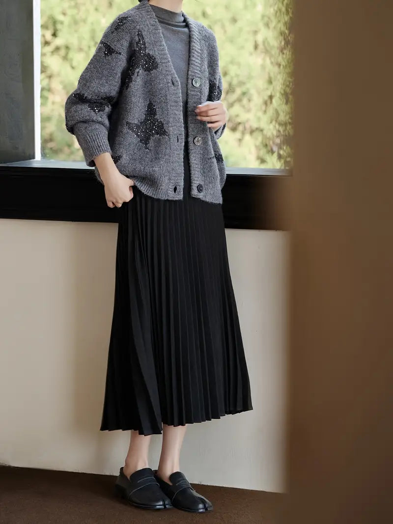 A New Winter Short Knitted Cardigan Featuring an Elegant Elegant Style with Sequins, Perfect for a Refined And Fashionable Casual Look for Women.