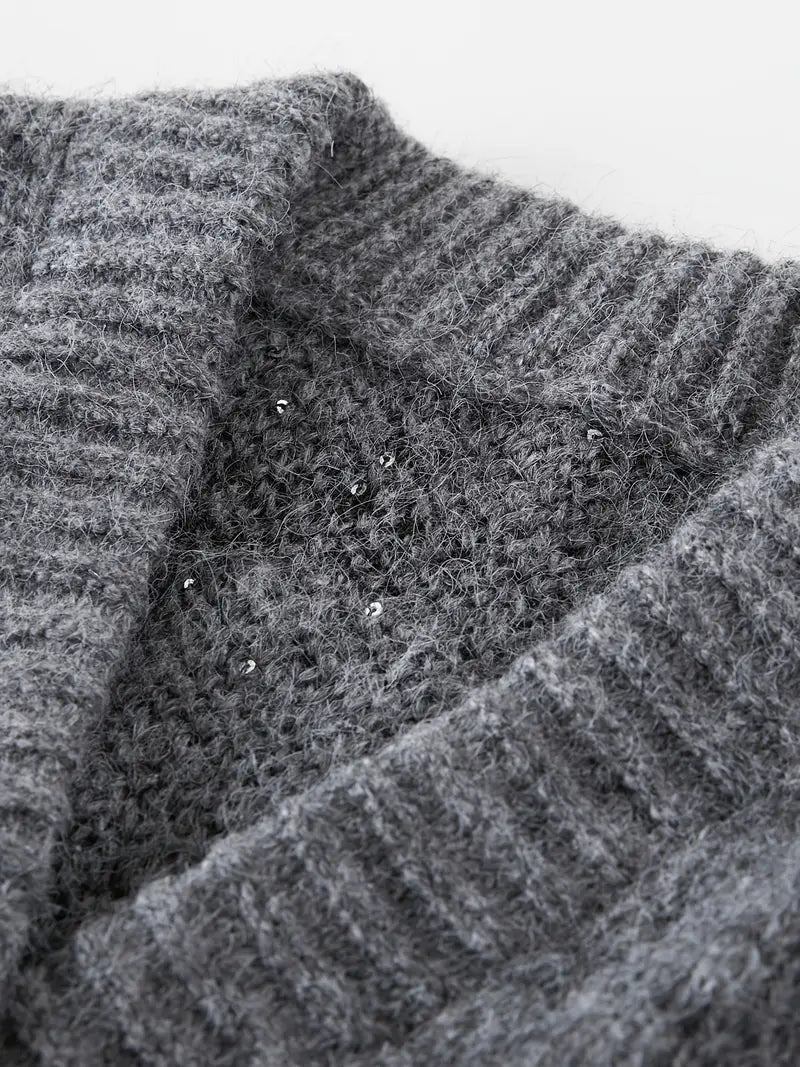 A New Winter Short Knitted Cardigan Featuring an Elegant Elegant Style with Sequins, Perfect for a Refined And Fashionable Casual Look for Women.