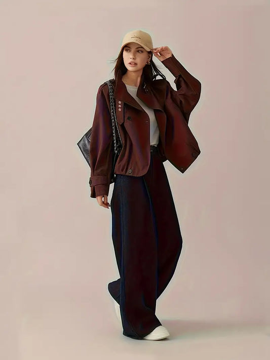 [Elegant Jacket] Elegant Beige Women's Short Jacket | Non-Stretch Fabric, Long Sleeves, Regular Fit, Spring/Fall Style, Casual Outerwear - Minimalist Jacket, Structured Shoulders, Casual Jacket