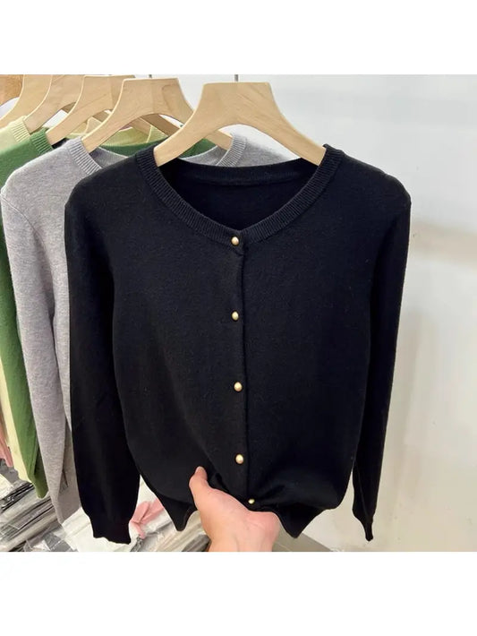 Women's Cardigan Sweater - Elegant Button-Front Closure, Soft Long Sleeve Sweater for Women, Office, Party, Everyday Outfits