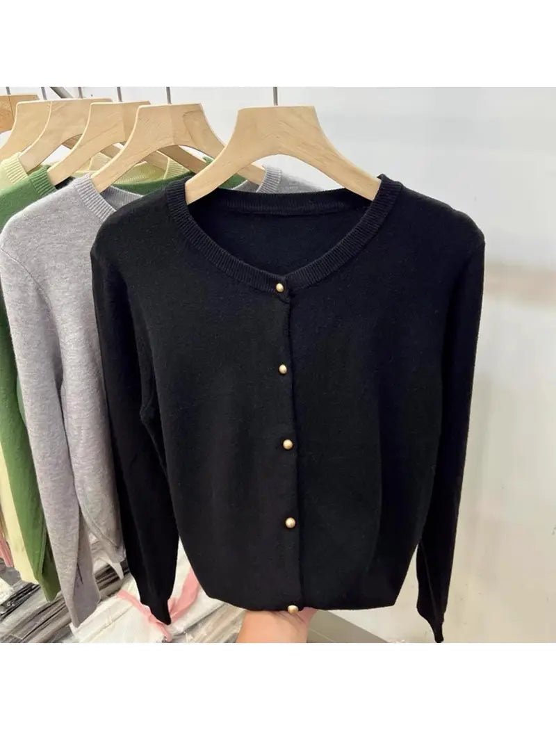 Women's Cardigan Sweater - Elegant Button-Front Closure, Soft Long Sleeve Sweater for Women, Office, Party, Everyday Outfits