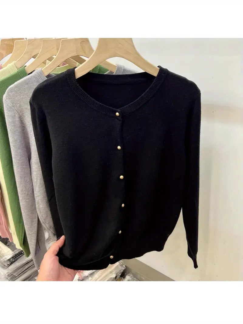 Women's Cardigan Sweater - Elegant Button-Front Closure, Soft Long Sleeve Sweater for Women, Office, Party, Everyday Outfits