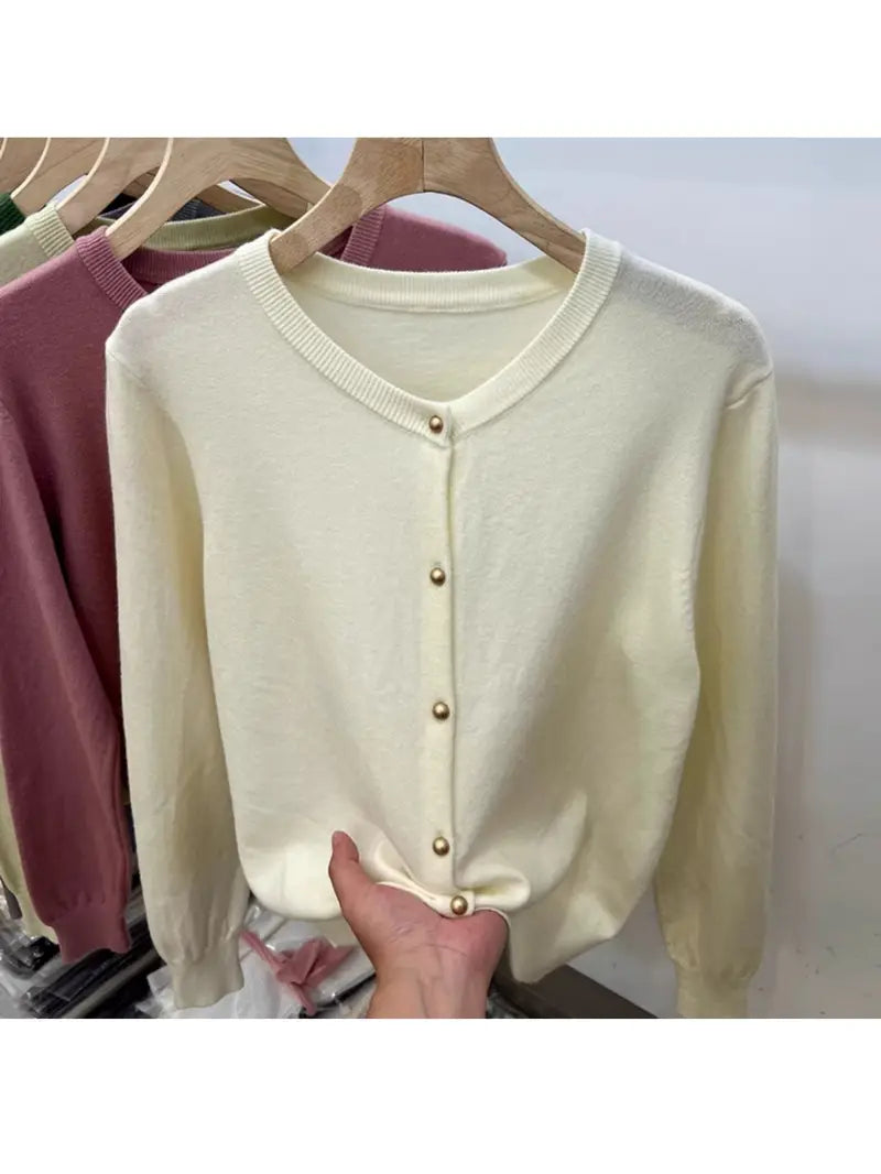 Women's Cardigan Sweater - Elegant Button-Front Closure, Soft Long Sleeve Sweater for Women, Office, Party, Everyday Outfits