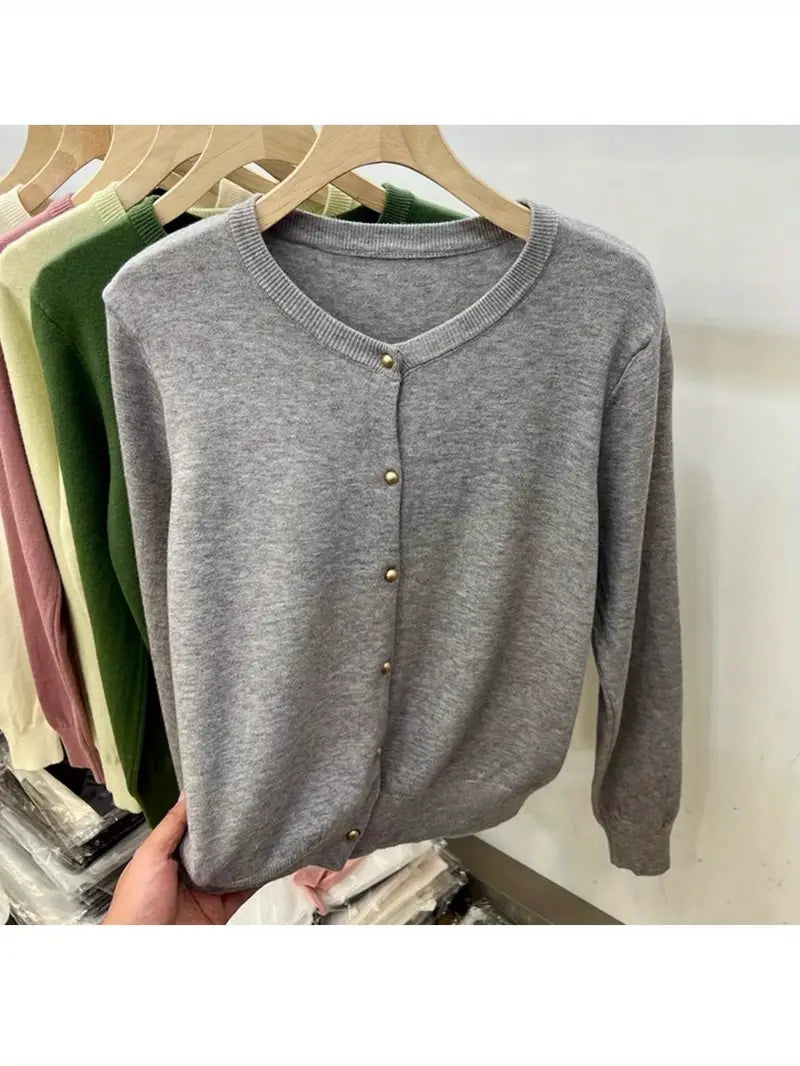 Women's Cardigan Sweater - Elegant Button-Front Closure, Soft Long Sleeve Sweater for Women, Office, Party, Everyday Outfits