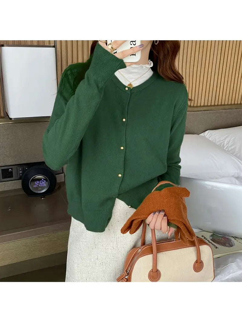 Women's Cardigan Sweater - Elegant Button-Front Closure, Soft Long Sleeve Sweater for Women, Office, Party, Everyday Outfits