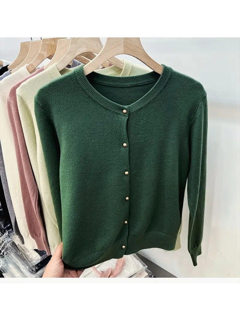 Women's Cardigan Sweater - Elegant Button-Front Closure, Soft Long Sleeve Sweater for Women, Office, Party, Everyday Outfits