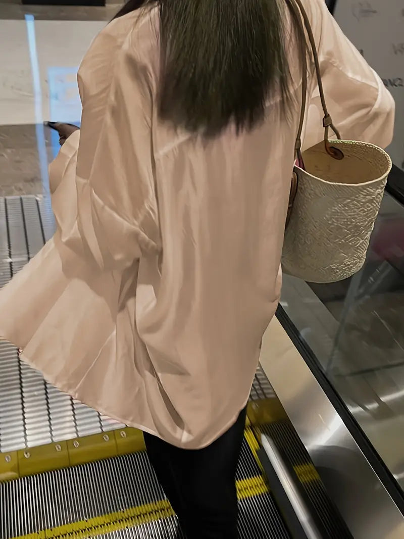 Women'S Lightweight Summer Jacket - Casual Loose Fit, Solid Color, Long Sleeve with Front Pockets, Polyester, Spring/Summer/Fall Wear, Summer Jacket