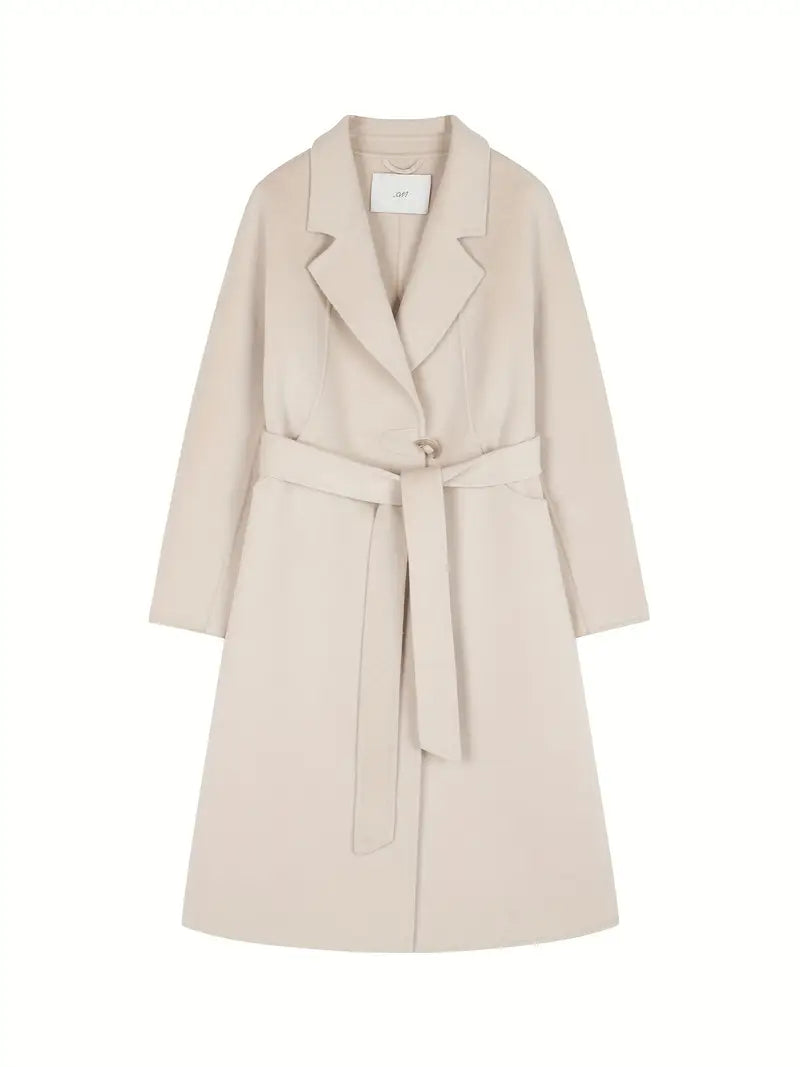 New Long Autumn and Winter Double-sided Wool Coat with Elegant Suit Collar for Women