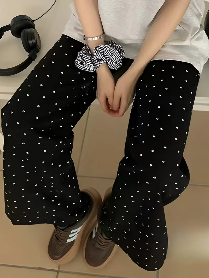 A Single Piece of Homewear Pants with Floral Prints, Suitable for Outdoor Walks, Women'S Sleep Pants, Cute Long Loose Casual Trousers.