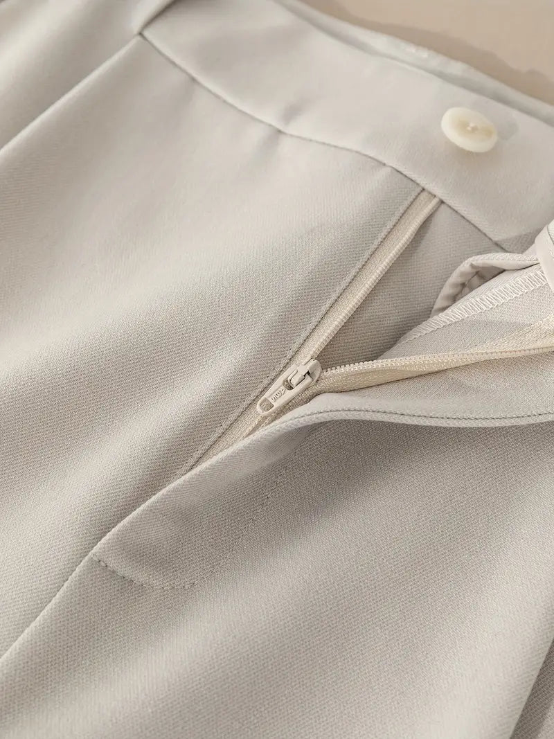 1pc Women'S Pants - Elegant Straight-Leg Trousers with Smooth Texture, Beige Formal & Casual Pants for Everyday, Office, Special Events