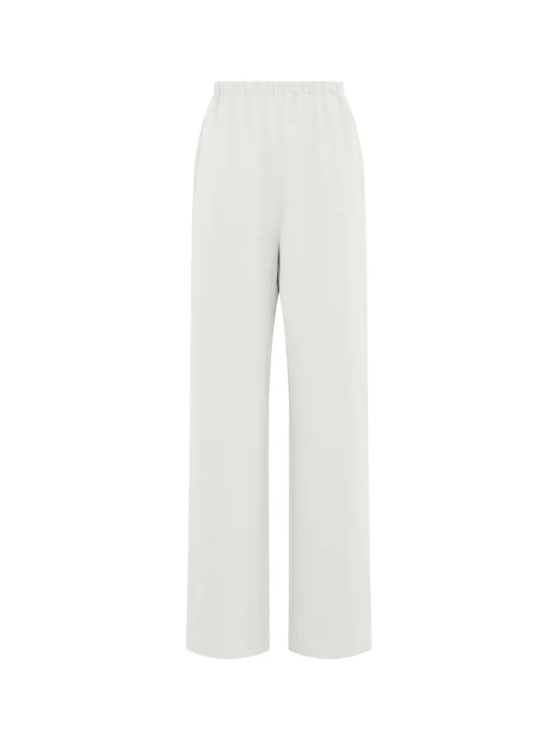 Women's Light Grey Straight-Leg Casual Pants - Non-Stretch Acetate Trousers with Pockets, Regular Fit Long Length for Spring/Fall, Versatile for Commuting & Casual Outings, Spring Fall Clothing, Minimalist Design, Practical Pockets
