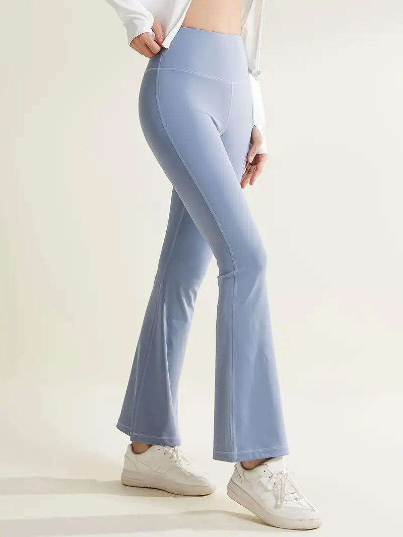 Women's High-Waisted Yoga Pants with Flared Legs - Non-See-Through Stretchy Workout Leggings, Tummy Control