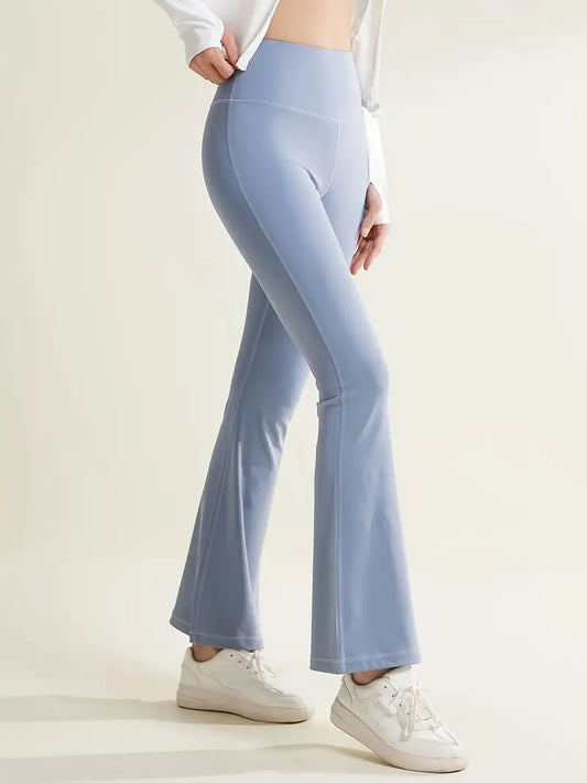 Women's High-Waisted Yoga Pants with Flared Legs - Non-See-Through Stretchy Workout Leggings, Tummy Control