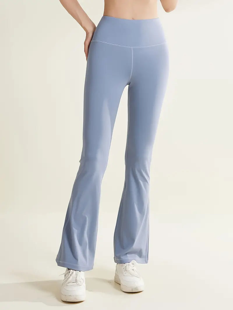Women's High-Waisted Yoga Pants with Flared Legs - Non-See-Through Stretchy Workout Leggings, Tummy Control