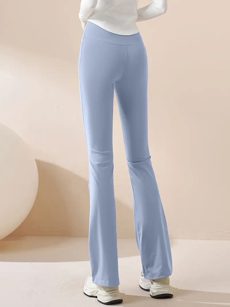 Women's High-Waisted Yoga Pants with Flared Legs - Non-See-Through Stretchy Workout Leggings, Tummy Control