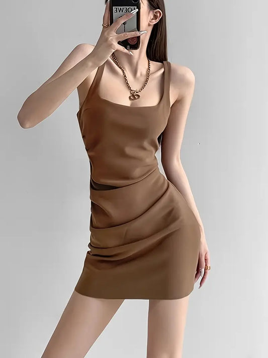 Solid Color Slim-Fit Summer Dress for Women