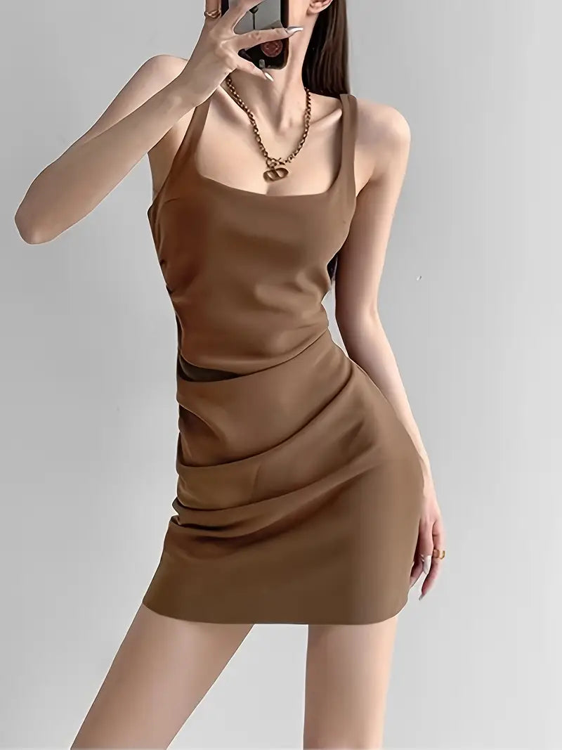 Solid Color Slim-Fit Summer Dress for Women