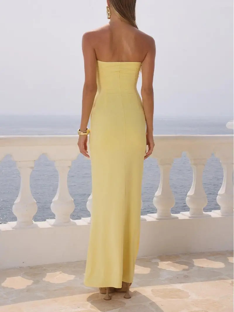 Women'S Summer Strapless Dress, Lightweight And Breathable, Suitable for Attending Summer Gatherings Or Leisurely Outings with Friends.