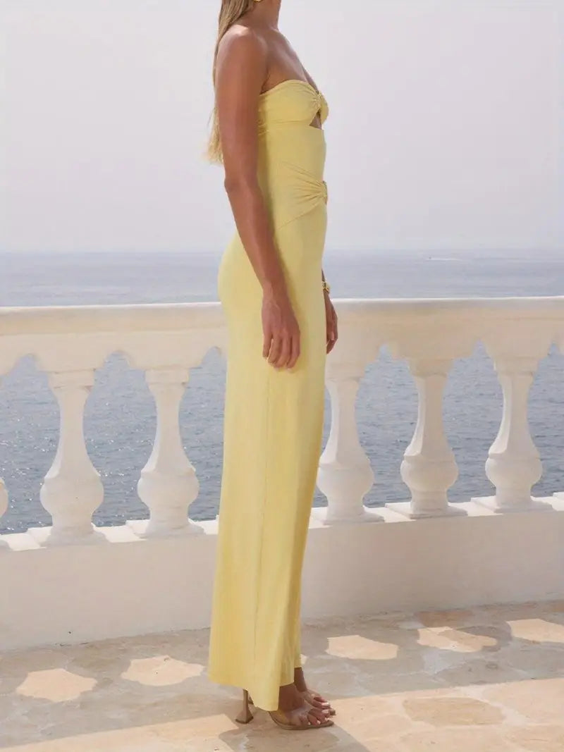Women'S Summer Strapless Dress, Lightweight And Breathable, Suitable for Attending Summer Gatherings Or Leisurely Outings with Friends.
