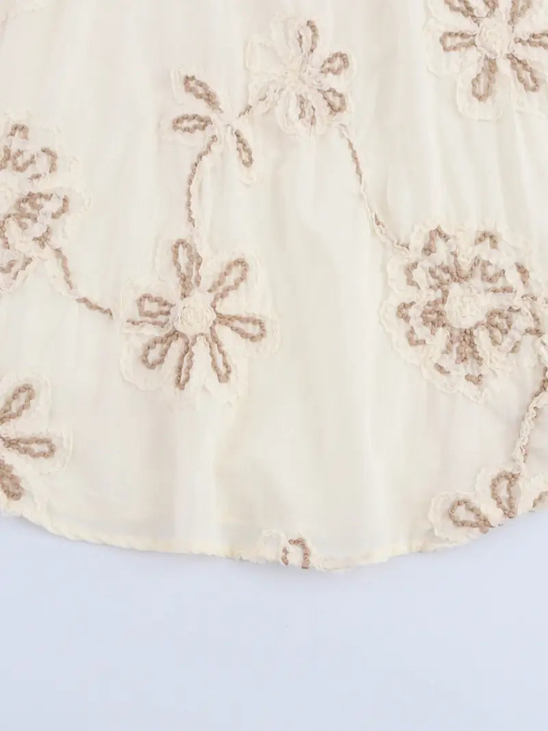 Women's Elegant Palace Style 3D Floral Embellished V-Neck A-Line Dress - Long Sleeve Floor-Length Loose Fit with Layered Hem,Dresses for Women High Quality, Highquality Fabric, Delicate Embroidery
