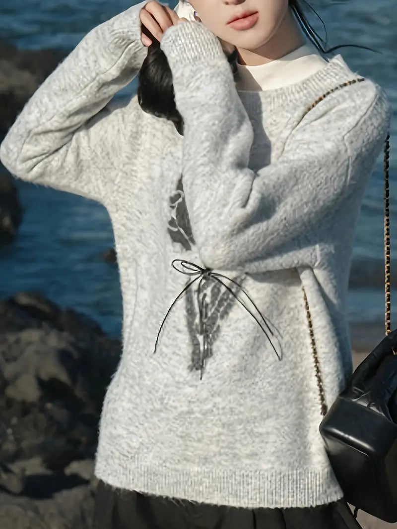 French Atmosphere Tulip Bouquet Jacquard Sweater for Women